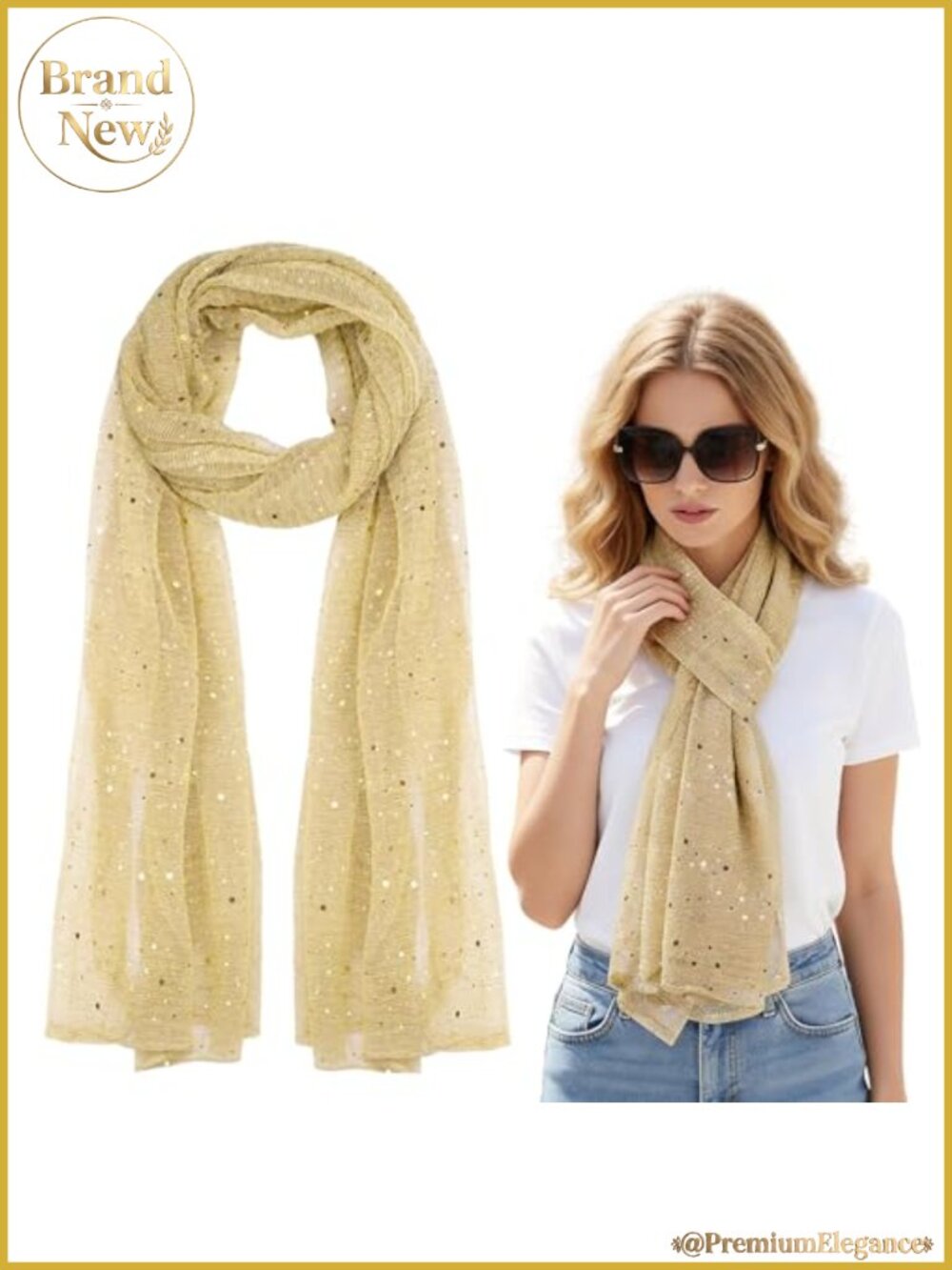 Sequin Mesh Scarf Lightweight Sheer Sparkling Party Wrap